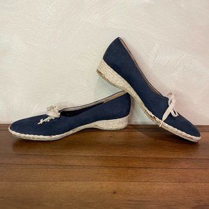 Salvatore Ferragamo Navy Blue Laced Espadrille Sneakers in US 7.5